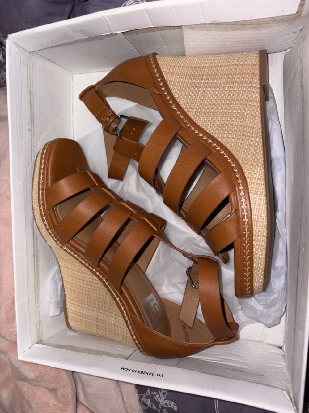 Dolce Vita Cognac Brown Strappy Wedge Sandals